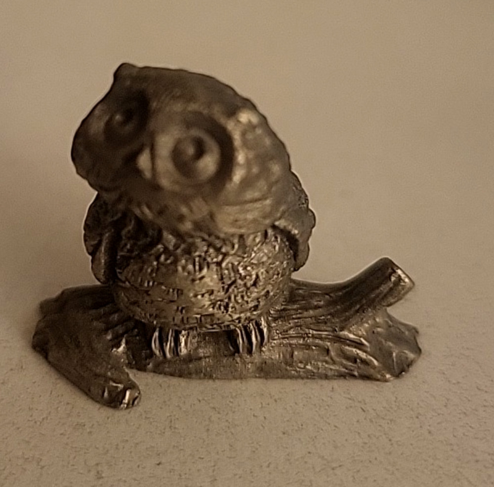 Vtg 1976 Fine Pewter Owl Figurine Hallmark Little Gallery Series 1" Nice Detail
